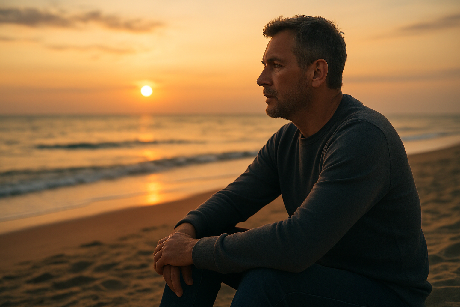 Homem refletindo sobre o fim de um relacionamento e aprendendo a se curar da rejeição amorosa